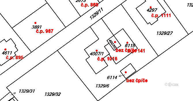 Chrudim IV 1016, Chrudim na parcele st. 4007/1 v KÚ Chrudim, Katastrální mapa
