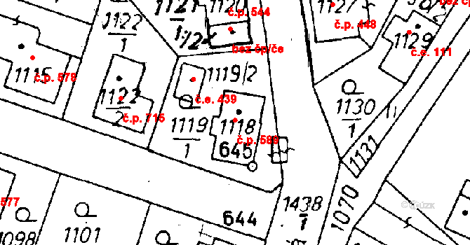 Rychnov u Jablonce nad Nisou 589 na parcele st. 1118 v KÚ Rychnov u Jablonce nad Nisou, Katastrální mapa