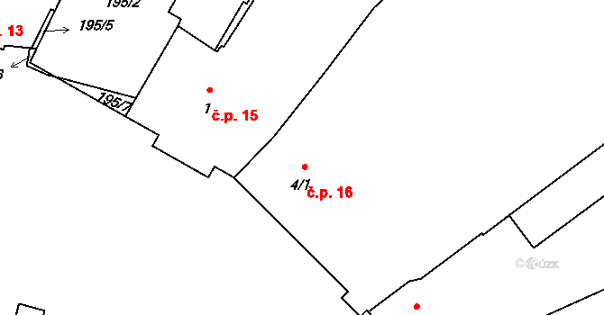 Olešník 16 na parcele st. 4/1 v KÚ Olešník, Katastrální mapa