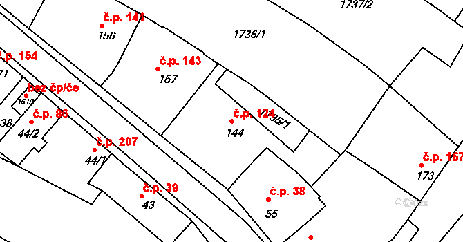 Staňkov I 124, Staňkov na parcele st. 144 v KÚ Staňkov-město, Katastrální mapa
