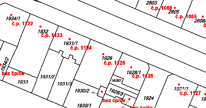 Turnov 1125 na parcele st. 1929 v KÚ Turnov, Katastrální mapa