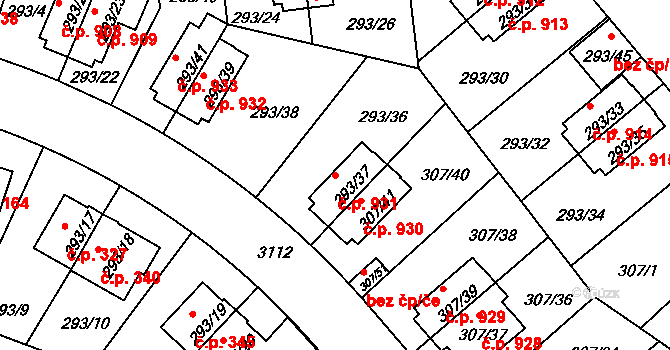 Braník 931, Praha na parcele st. 293/37 v KÚ Braník, Katastrální mapa