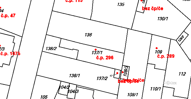 Řepy 296, Praha na parcele st. 137/1 v KÚ Řepy, Katastrální mapa