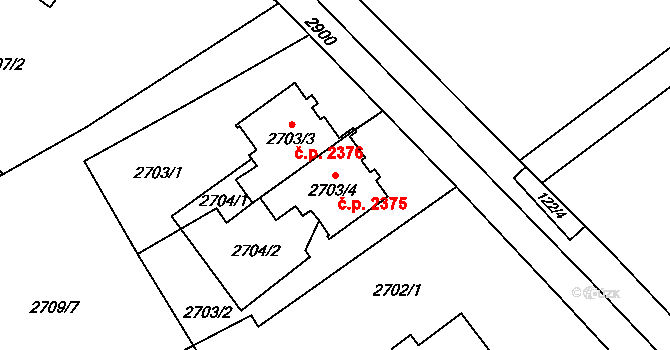 Hranice 2375, Karviná na parcele st. 2703/4 v KÚ Karviná-město, Katastrální mapa
