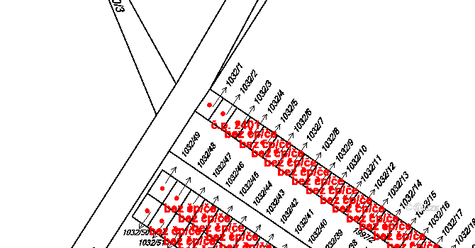 Uničov 2403 na parcele st. 1032/3 v KÚ Uničov, Katastrální mapa