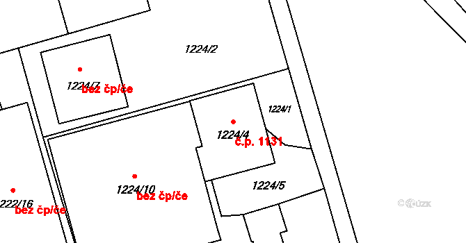 Vratimov 1131 na parcele st. 1224/4 v KÚ Vratimov, Katastrální mapa