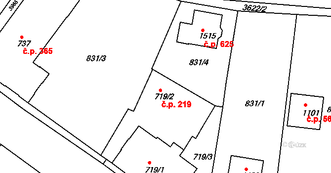 Cvikov II 219, Cvikov na parcele st. 719/2 v KÚ Cvikov, Katastrální mapa