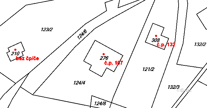 Žichlice 107, Hromnice na parcele st. 276 v KÚ Žichlice u Hromnic, Katastrální mapa