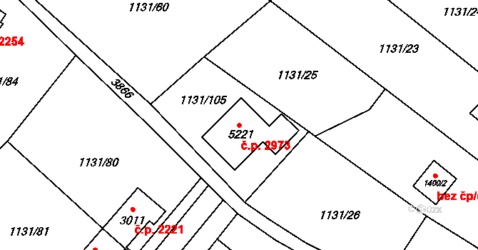 Dvůr Králové nad Labem 2973 na parcele st. 5221 v KÚ Dvůr Králové nad Labem, Katastrální mapa