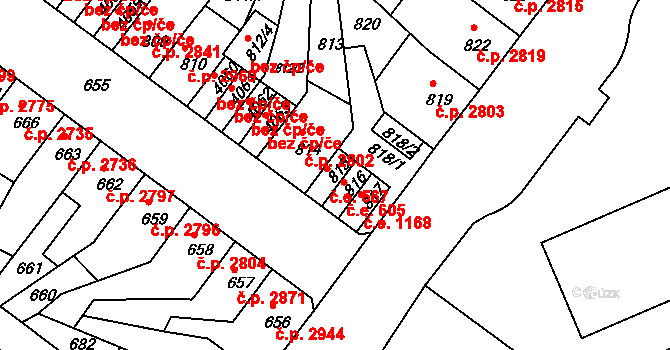 Chomutov 567 na parcele st. 815 v KÚ Chomutov II, Katastrální mapa
