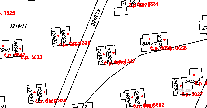 Zlín 5873 na parcele st. 1348/1 v KÚ Zlín, Katastrální mapa