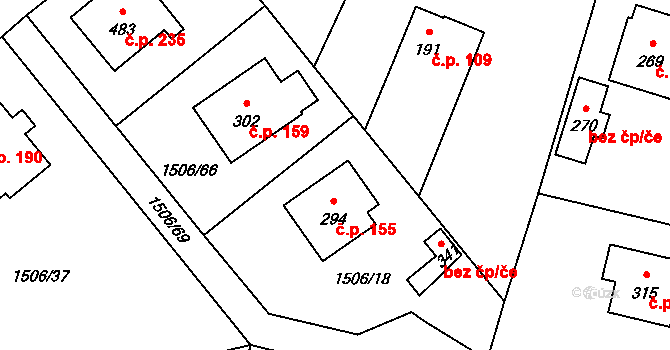 Olbramovice Ves 155, Olbramovice na parcele st. 294 v KÚ Olbramovice u Votic, Katastrální mapa