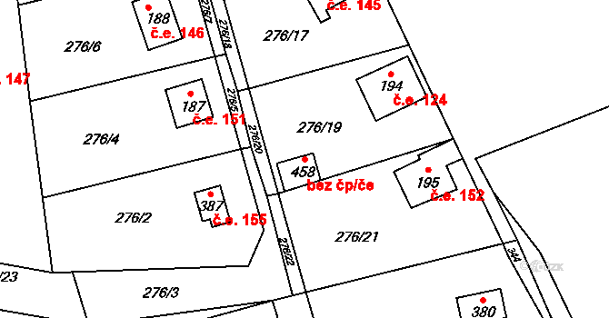 Kamenný Přívoz 39613046 na parcele st. 458 v KÚ Hostěradice, Katastrální mapa