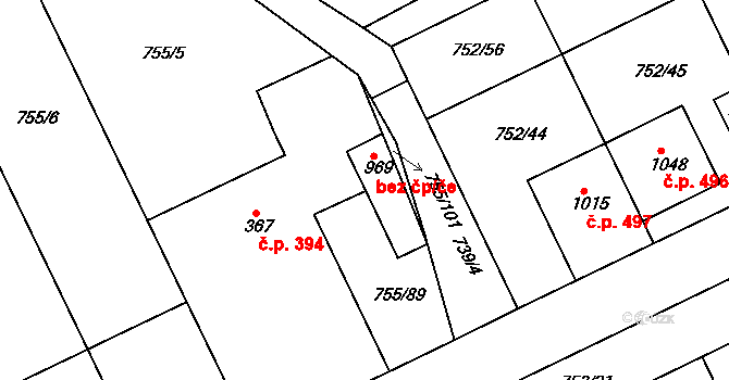 Milotice 44594046 na parcele st. 969 v KÚ Milotice u Kyjova, Katastrální mapa
