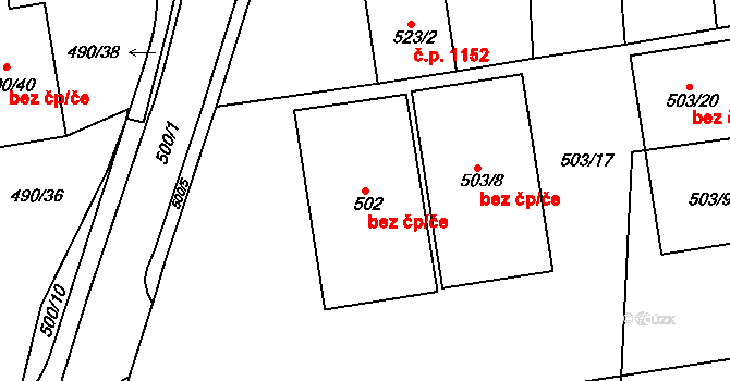 Krnov 44704046 na parcele st. 502 v KÚ Opavské Předměstí, Katastrální mapa