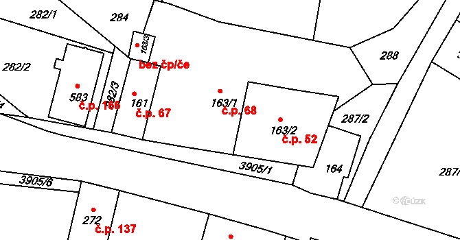 Brumovice 68 na parcele st. 163/1 v KÚ Brumovice u Opavy, Katastrální mapa