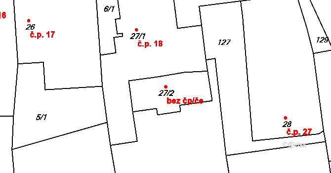 Častrov 45265046 na parcele st. 27/2 v KÚ Metánov, Katastrální mapa