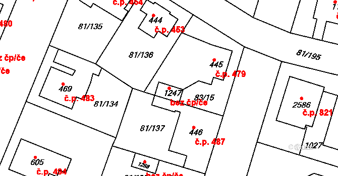 Kralupy nad Vltavou 45381046 na parcele st. 1247 v KÚ Lobeček, Katastrální mapa