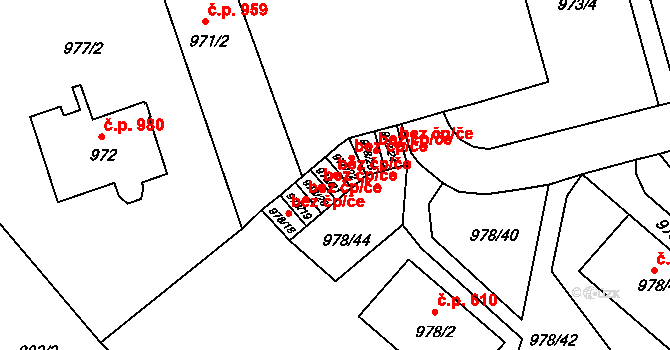 Doksy 45919046 na parcele st. 978/21 v KÚ Doksy u Máchova jezera, Katastrální mapa