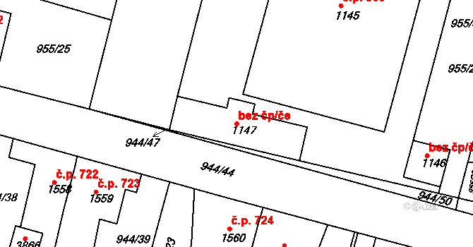 Jičín 45960046 na parcele st. 1147 v KÚ Jičín, Katastrální mapa