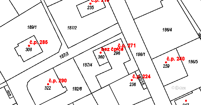 Praskolesy 47047046 na parcele st. 360 v KÚ Praskolesy, Katastrální mapa