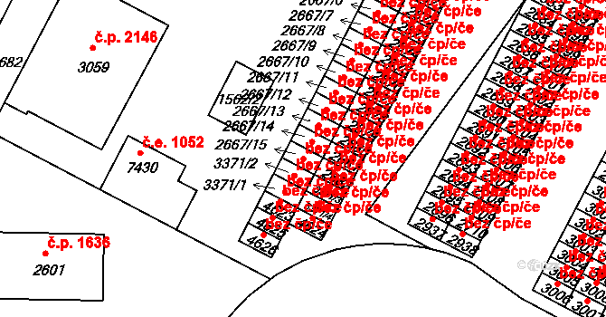 Písek 48720046 na parcele st. 2667/15 v KÚ Písek, Katastrální mapa