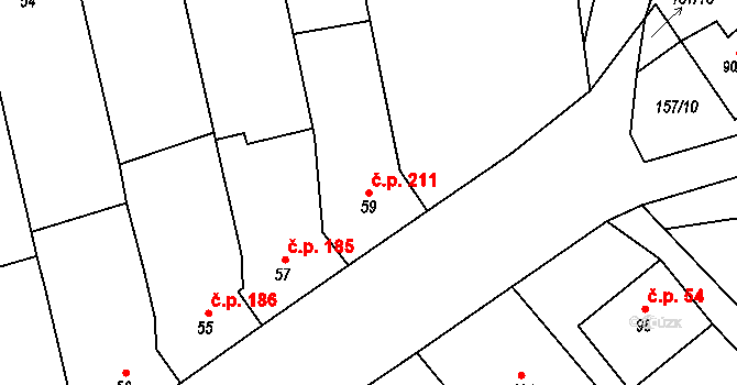 Pustiměř 211 na parcele st. 59 v KÚ Pustiměř, Katastrální mapa