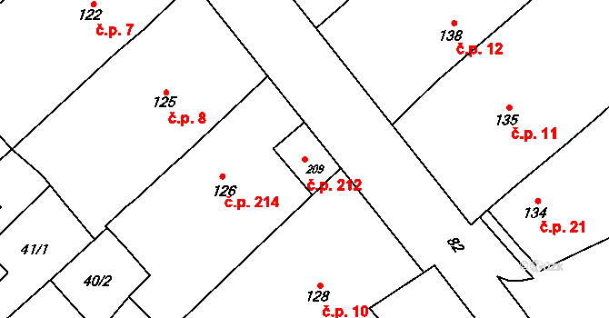 Přerov VIII-Henčlov 212, Přerov na parcele st. 209 v KÚ Henčlov, Katastrální mapa