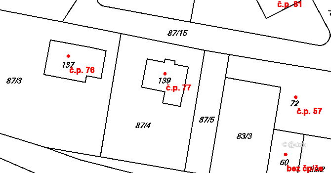 Hostákov 77, Vladislav na parcele st. 139 v KÚ Hostákov, Katastrální mapa