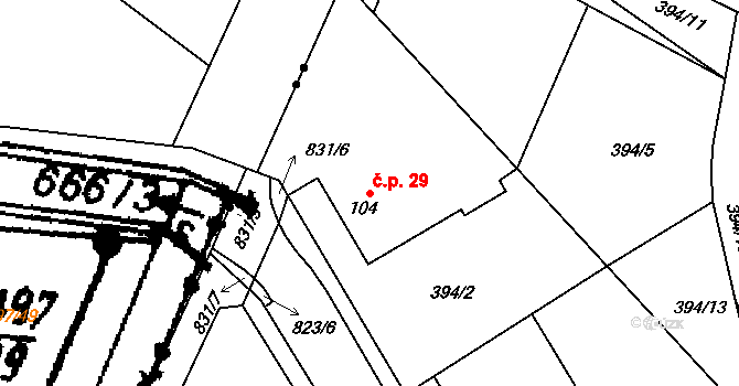 Ochoz 29, Nasavrky na parcele st. 104 v KÚ Ochoz u Nasavrk, Katastrální mapa