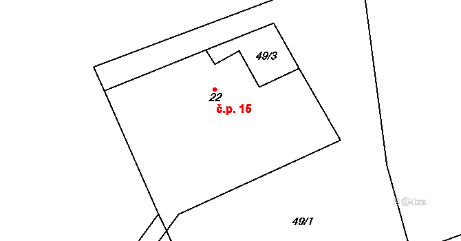 Klisín 15, Milevsko na parcele st. 22 v KÚ Klisín, Katastrální mapa
