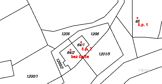 Javor 2, Slapsko na parcele st. 64/1 v KÚ Slapsko, Katastrální mapa