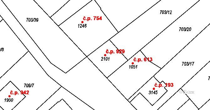 Sušice II 929, Sušice na parcele st. 2101 v KÚ Sušice nad Otavou, Katastrální mapa