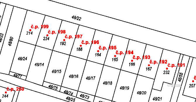Kramolna 195 na parcele st. 164 v KÚ Kramolna, Katastrální mapa