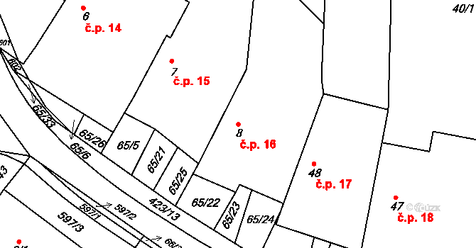 Trusnov 16 na parcele st. 8 v KÚ Trusnov, Katastrální mapa