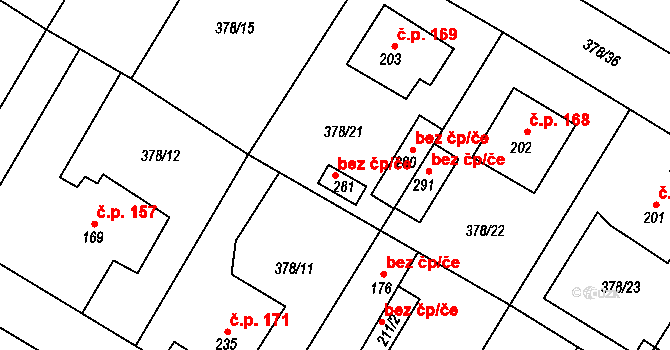 Dobříň 83243046 na parcele st. 281 v KÚ Dobříň, Katastrální mapa
