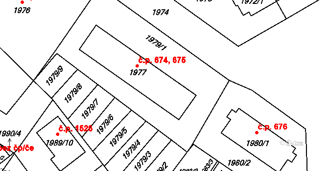 Kopřivnice 674,675 na parcele st. 1977 v KÚ Kopřivnice, Katastrální mapa