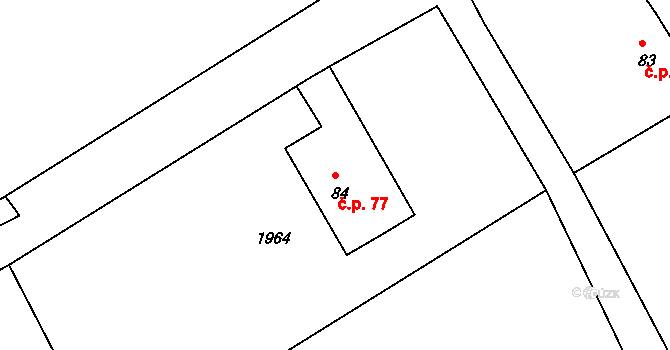 Libice nad Doubravou 77 na parcele st. 84 v KÚ Libice nad Doubravou, Katastrální mapa