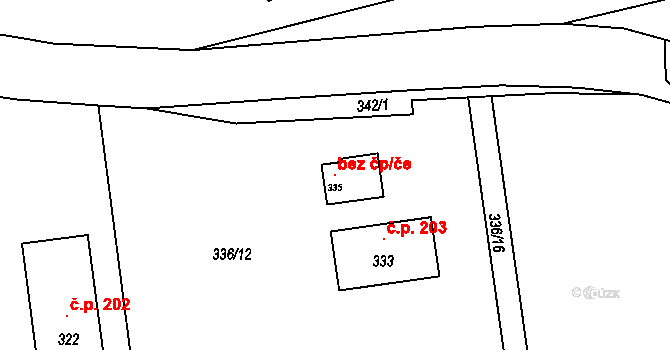 Holedeč 96707046 na parcele st. 335 v KÚ Holedeč, Katastrální mapa