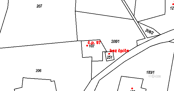 Merklovice 97, Vamberk na parcele st. 102 v KÚ Merklovice, Katastrální mapa