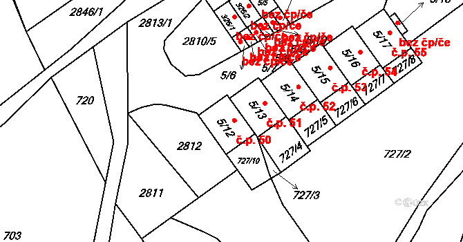 Uhřínov 50, Liberk na parcele st. 5/12 v KÚ Velký Uhřínov, Katastrální mapa