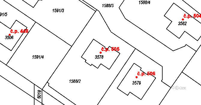 Radiměř 505 na parcele st. 3578 v KÚ Radiměř, Katastrální mapa
