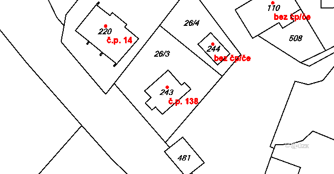 Mramotice 138, Znojmo na parcele st. 243 v KÚ Mramotice, Katastrální mapa