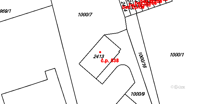 Hranice I-Město 538, Hranice na parcele st. 2413 v KÚ Hranice, Katastrální mapa