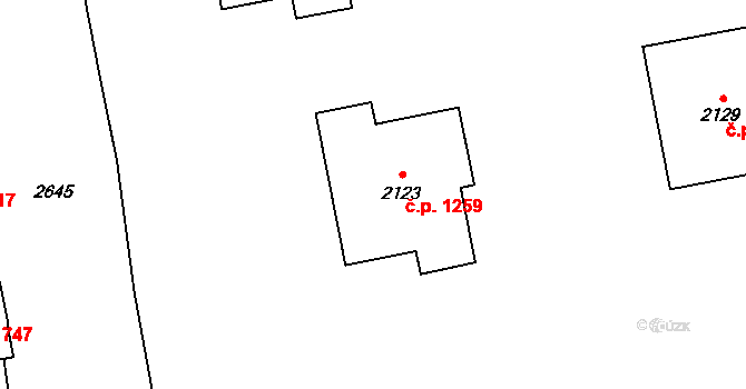Lipník nad Bečvou I-Město 1259, Lipník nad Bečvou na parcele st. 2123 v KÚ Lipník nad Bečvou, Katastrální mapa