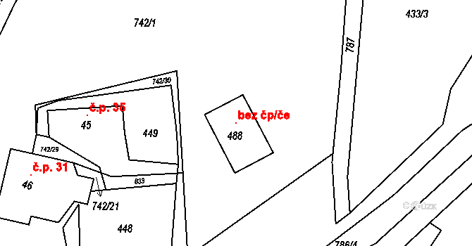Bohutín 121413047 na parcele st. 488 v KÚ Bohutín, Katastrální mapa