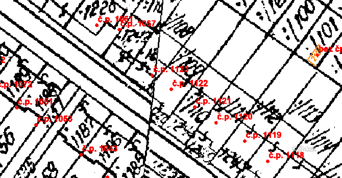 Lanžhot 1122 na parcele st. 1243 v KÚ Lanžhot, Katastrální mapa