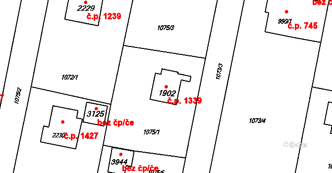 Rožnov pod Radhoštěm 1339 na parcele st. 1902 v KÚ Rožnov pod Radhoštěm, Katastrální mapa