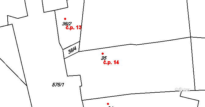 Bubovice 14, Volenice na parcele st. 35 v KÚ Bubovice u Březnice, Katastrální mapa