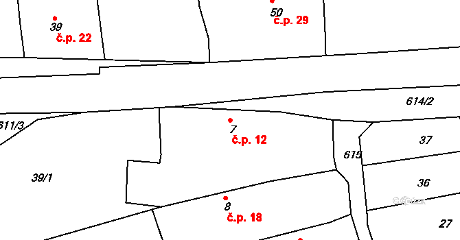 Libenice 12, Borotín na parcele st. 7 v KÚ Libenice u Tábora, Katastrální mapa